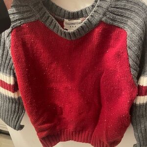 Covington V-Neck Sweater in Red and Gray
